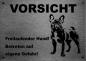 Preview: Edelstahl Warnschild Französische Bulldogge French BulldogVORSICHT Freilaufender Hund! Betreten auf eigene Gefahr!
